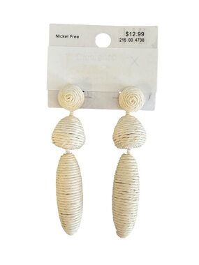 Dangle Woven Earrings Off White